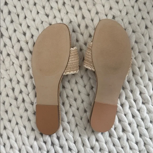 Steve Madden Merla Natural Raffia Woven Buckle Slides $80 sz 8 M - Picture 2 of 6